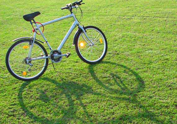 Bicycle on the fresh spring grass