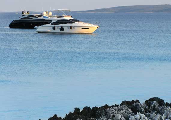 Luxury yachts near seashore